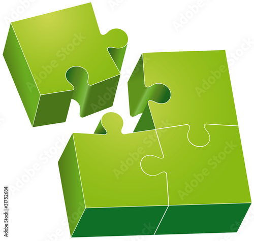 Puzzle verde con 4 pezzi photo
