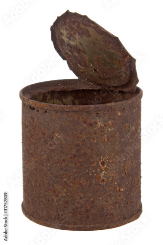 Old rusty tin can