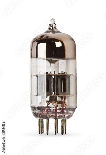 history old electronic radio tube isolated on the white photo