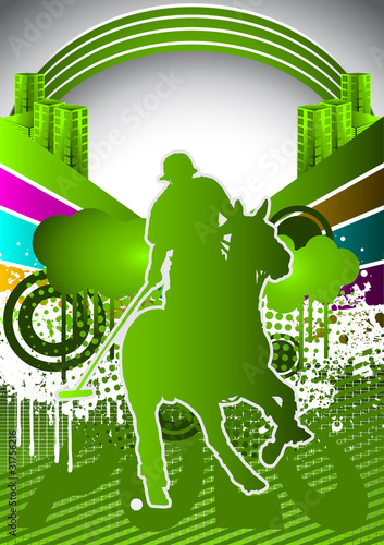 Abstract summer background with polo player silhouette
