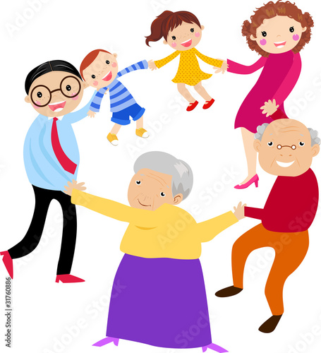 Happy family holding hands