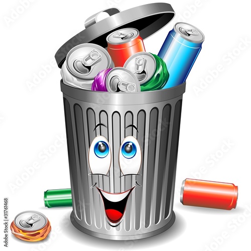 Riciclaggio Alluminio-Bidone Cartoon-Alluminium Recycle Bin
