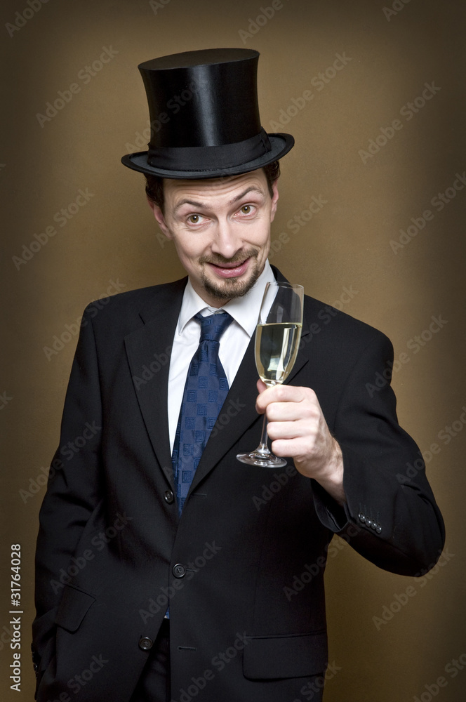 smiling elegant man with glass of champagne2 smiling elegant man with glass of champagne2