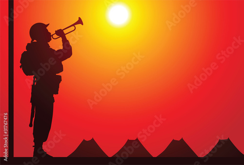 British soldier with bugle photo