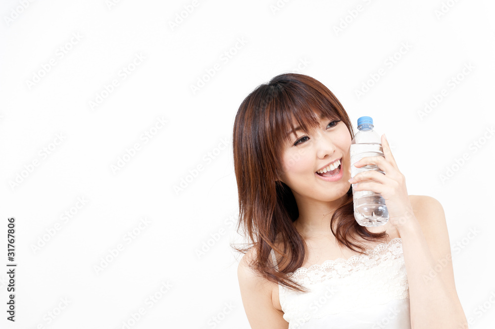 beautiful asian woman with pure drinking water beautiful asian woman with pure drinking water