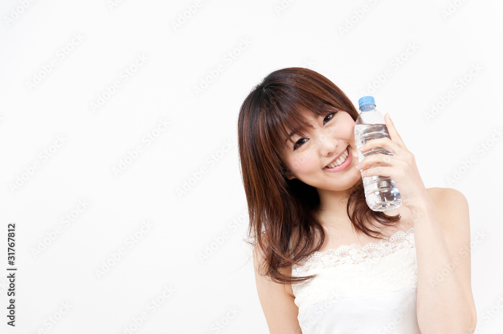 beautiful asian woman with pure drinking water beautiful asian woman with pure drinking water