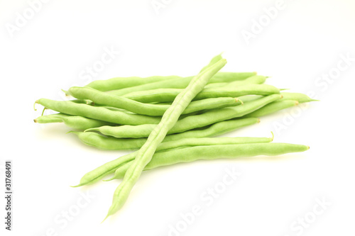 Green beans isolated on white background