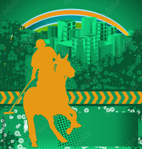 Abstract grunge background with polo player silhouette