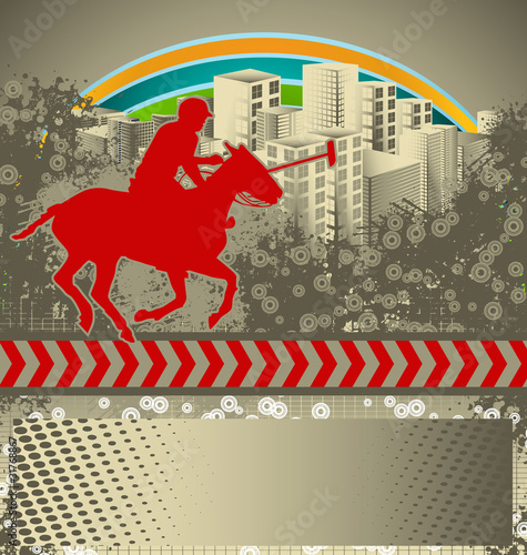 Abstract grunge background with polo player silhouette