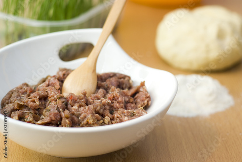 Dough and forcemeat
