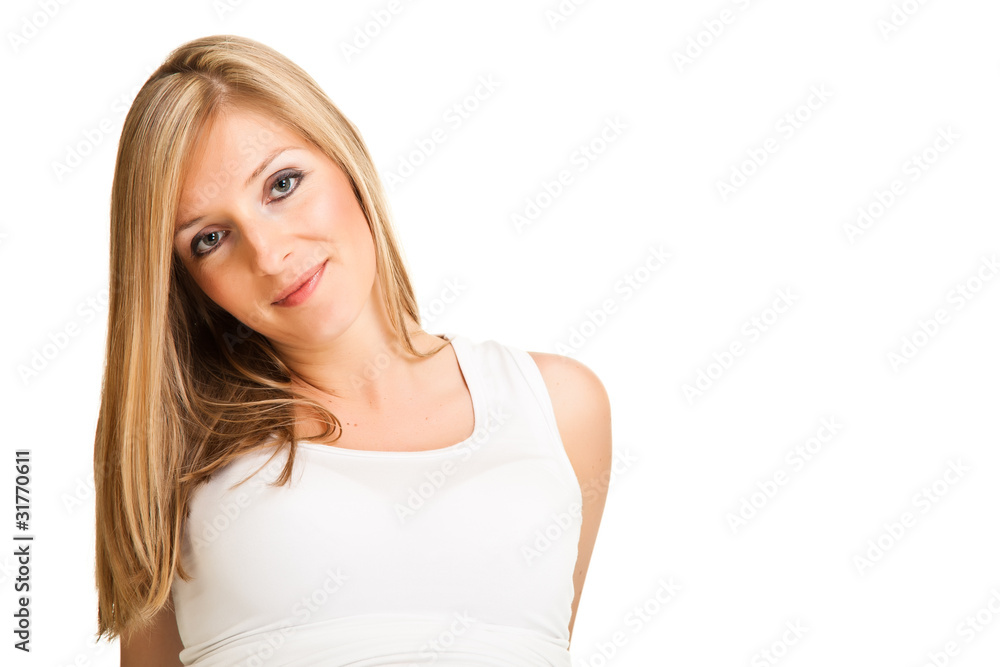 Pregnant blond woman isolated on white Pregnant blond woman isolated on white