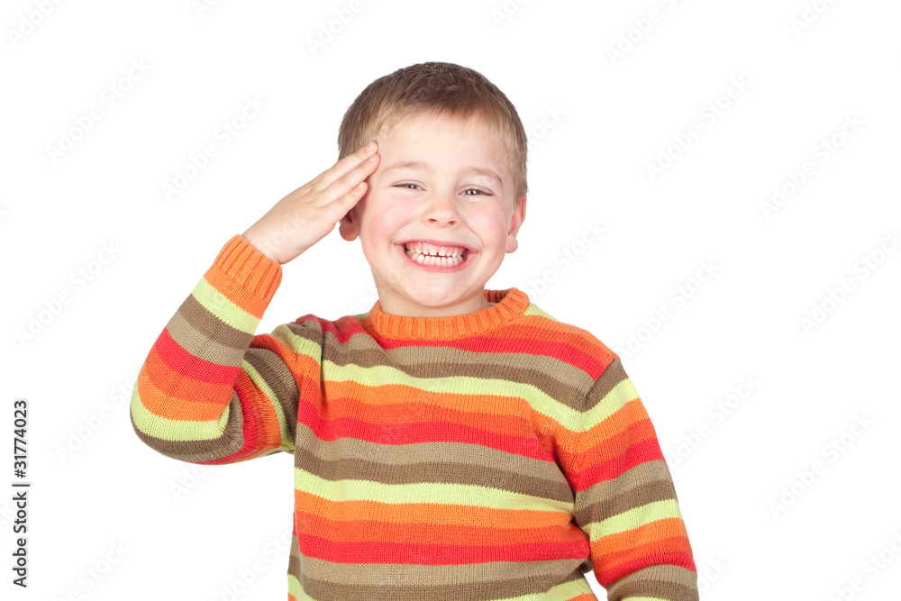Adorable child doing a military salute Adorable child doing a military salute