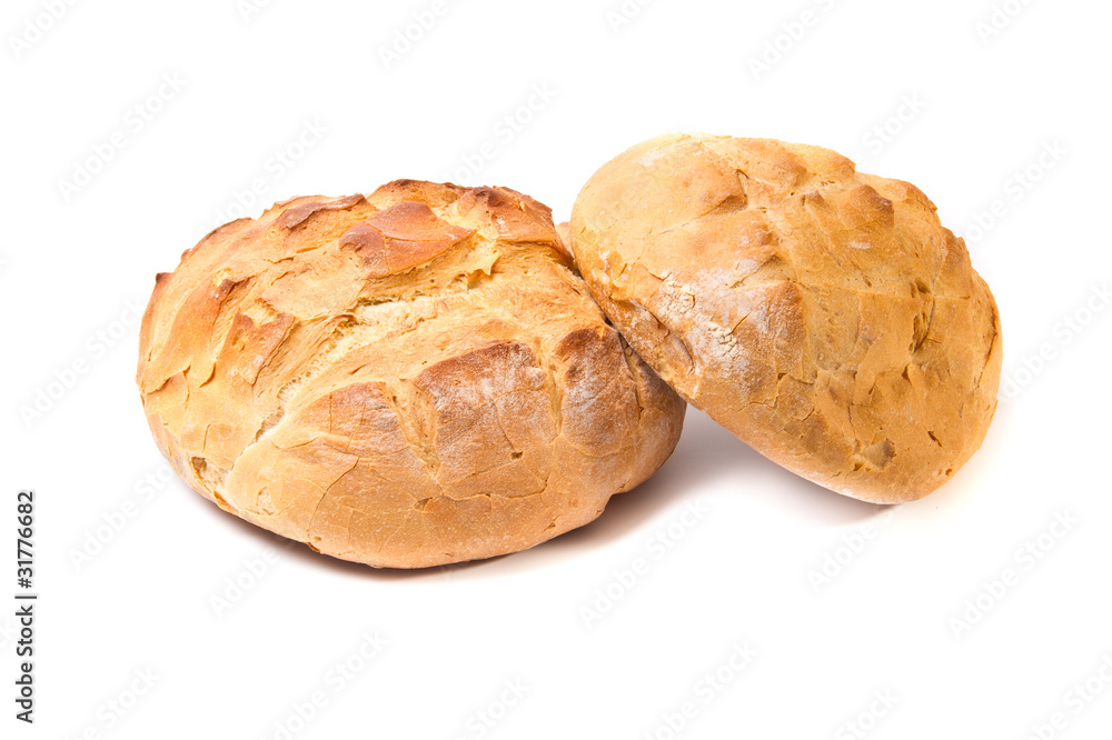 Two white wheat round bread loafs Two white wheat round bread loafs