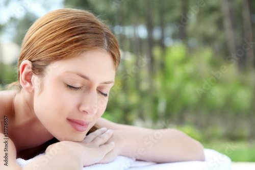Portrait of beautiful woman in spa center