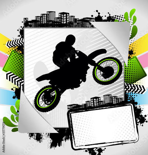 Abstract summer frame with motorcyclist silhouette