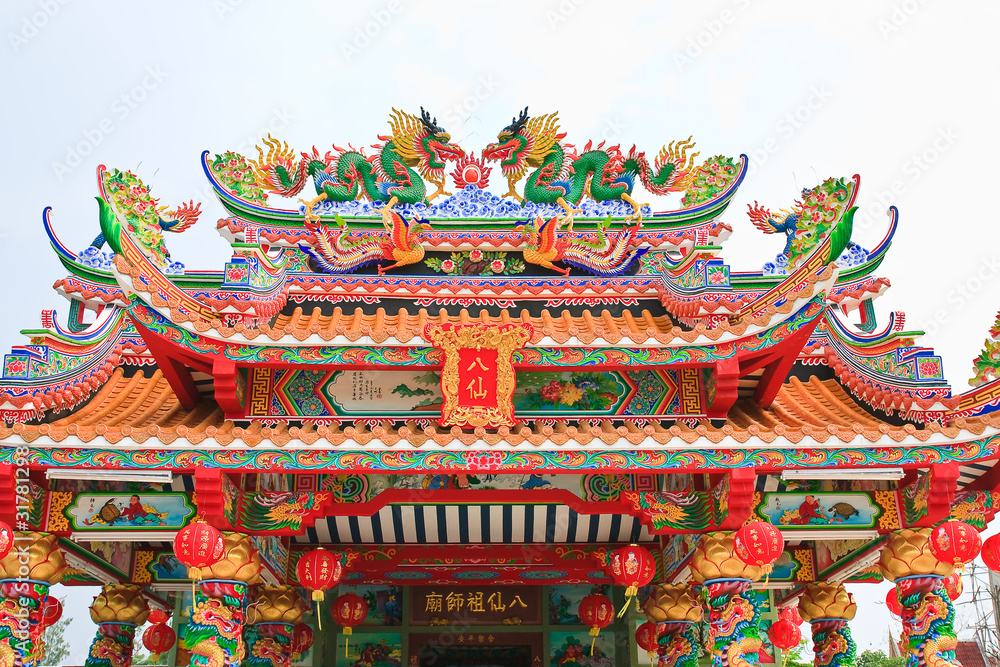 Fototapeta premium Dragons in chinese temple .