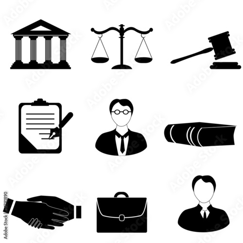 Justice, legal and law icons