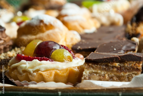 fruit and chocolate pastries