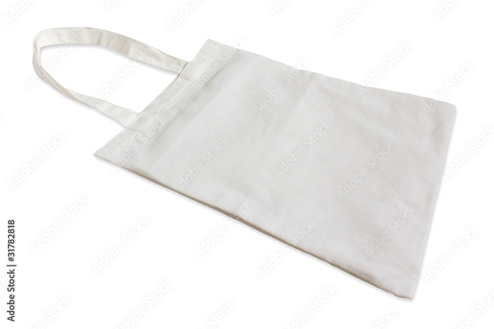 White cotton bag  isolated on white background.