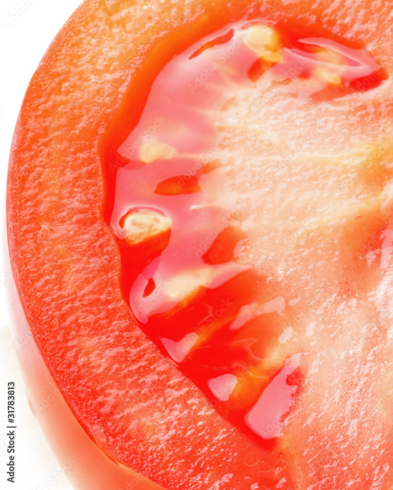 Slice tomato. Macro