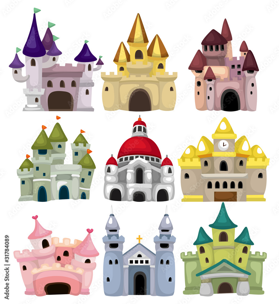 cartoon Fairy tale castle icon cartoon Fairy tale castle icon