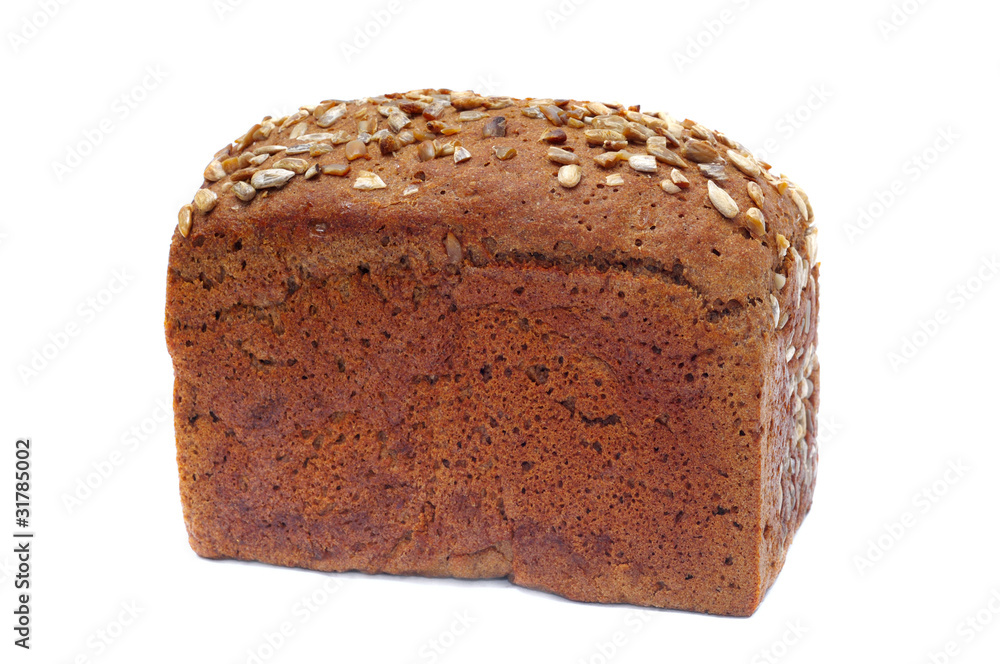 ruddy long loaf of bread with sunflower seeds ruddy long loaf of bread with sunflower seeds