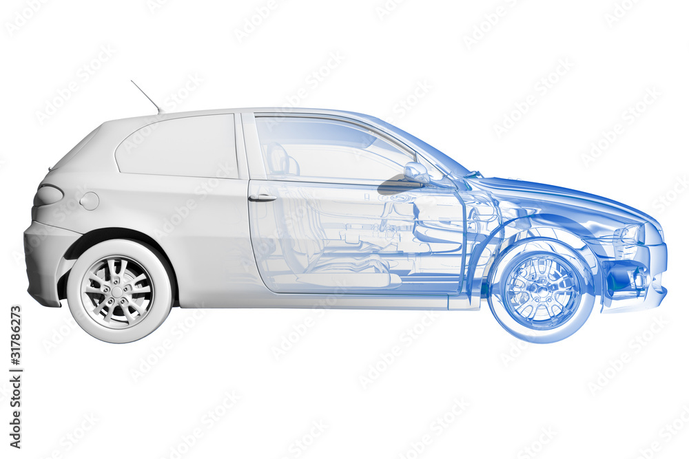 Car - transparent blue and black isolated on white Car - transparent blue and black isolated on white