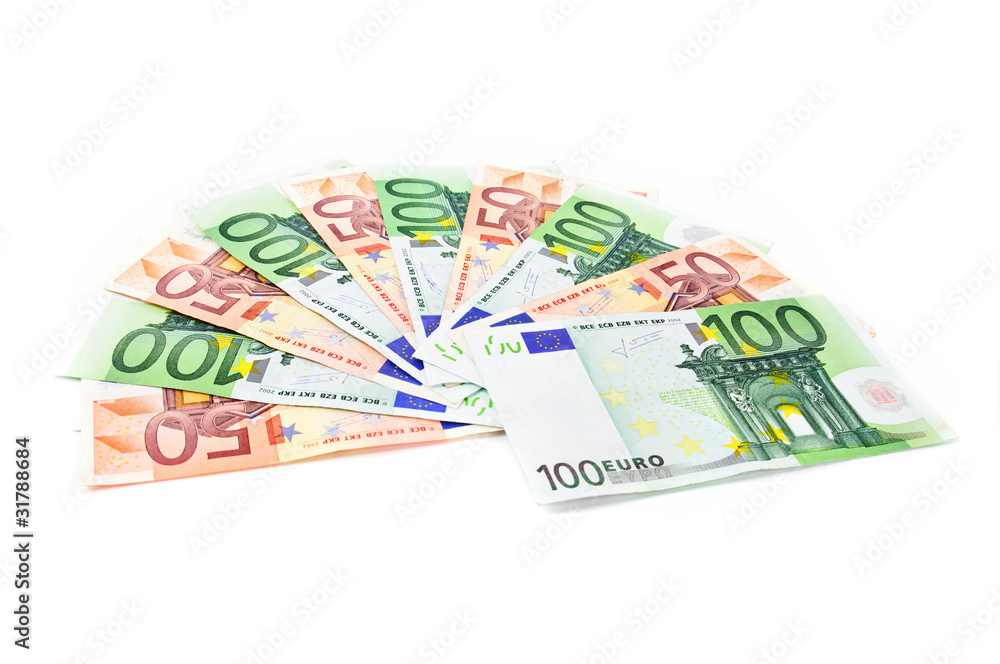 Fan from number of euro banknotes Fan from number of euro banknotes