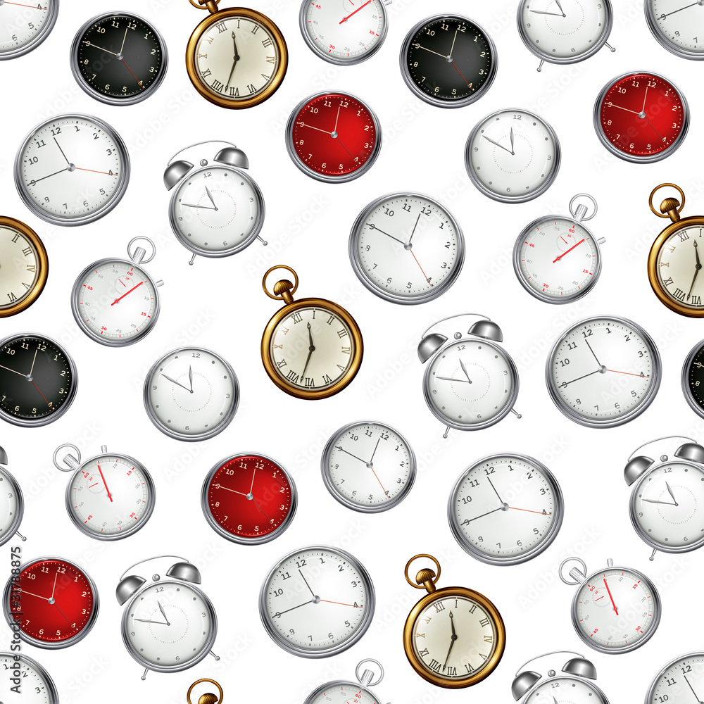 Naklejka premium Clock, seamless pattern