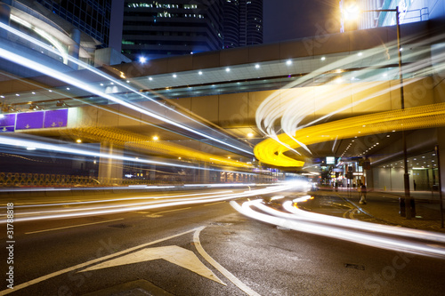 Photography traffic in Hong Kong at night
