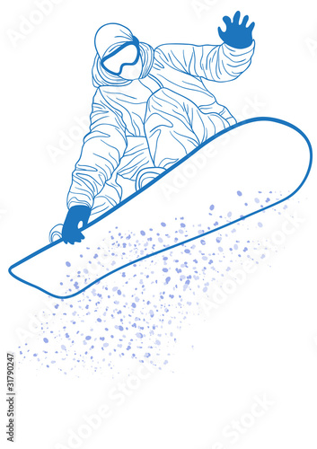blue silhouette of snowboarder