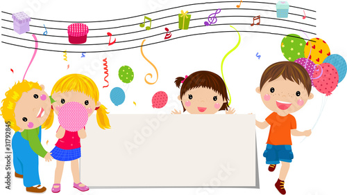 kids and banner