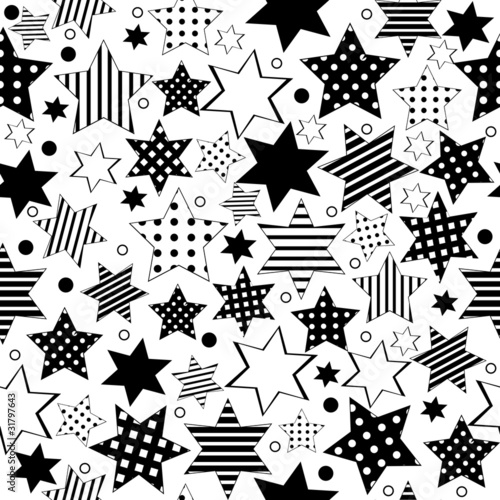 Seamless pattern with different types of stars