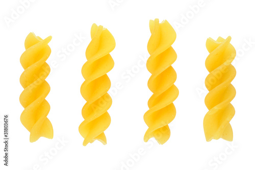 Pasta fusilli closeup on white background photo
