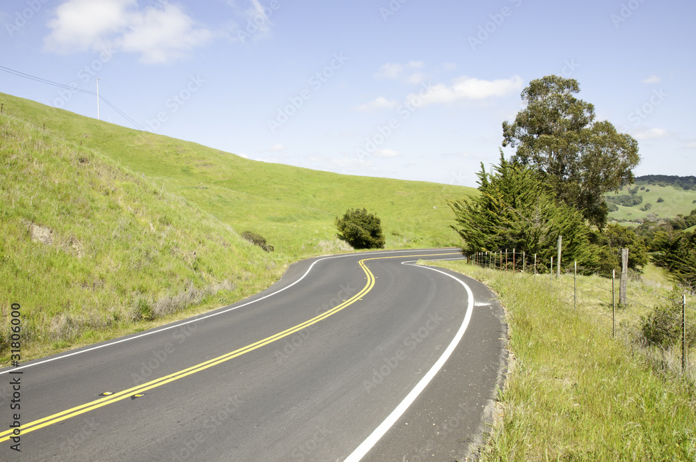 Fototapeta premium Hills and country road