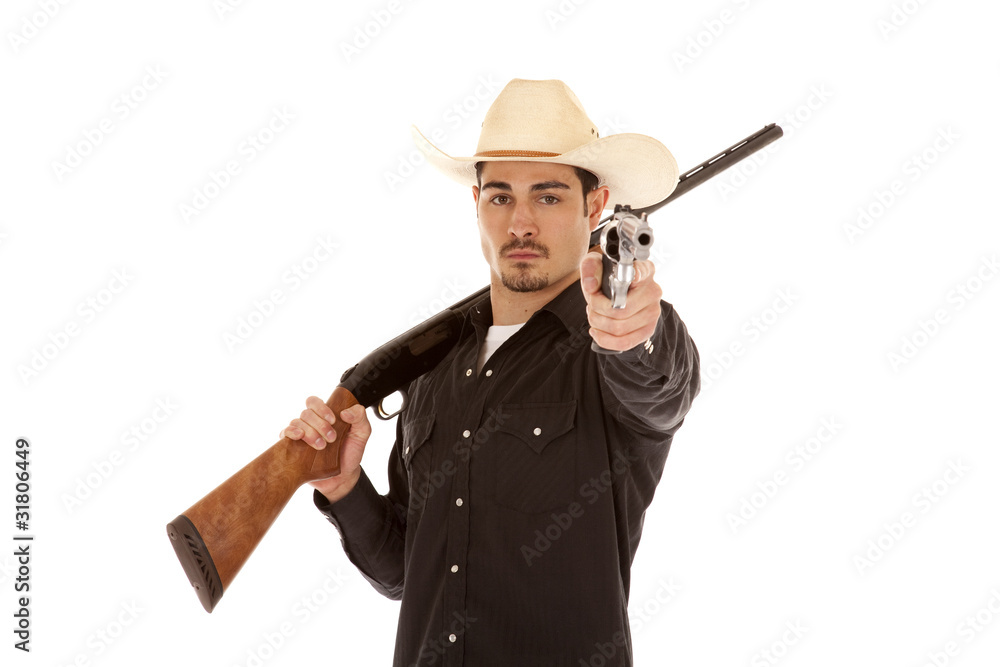 Cowboy with guns one pointed Cowboy with guns one pointed
