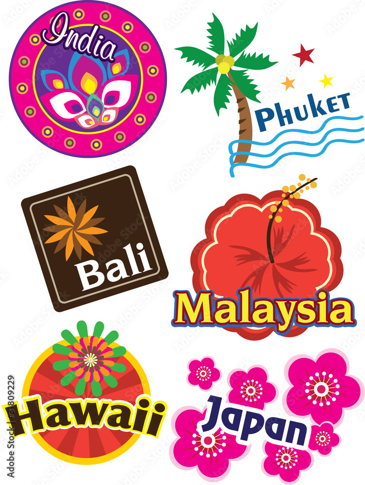 Stock Vector Illustration: Travel sticker
