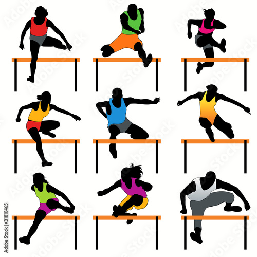 Hurdles silhouettes set