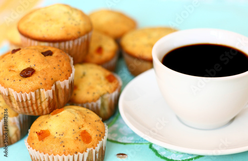 Muffins and coffee cup