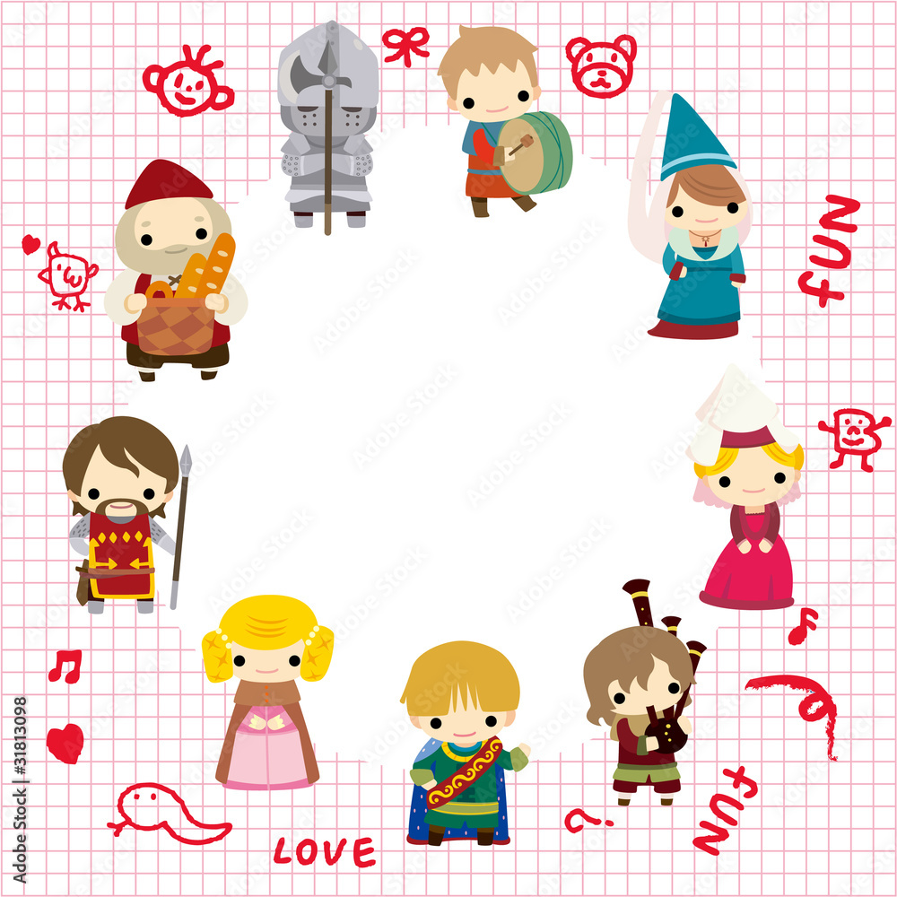 cartoon Medieval people card