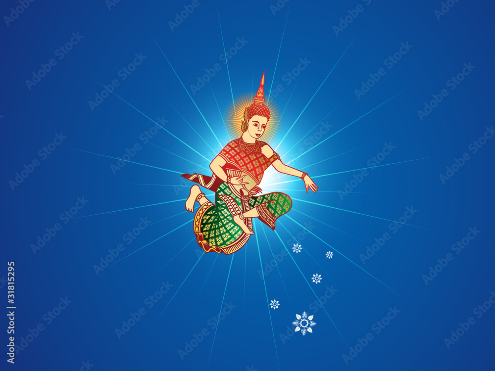 Khmer New Year Blessing Angel Stock Vector | Adobe Stock