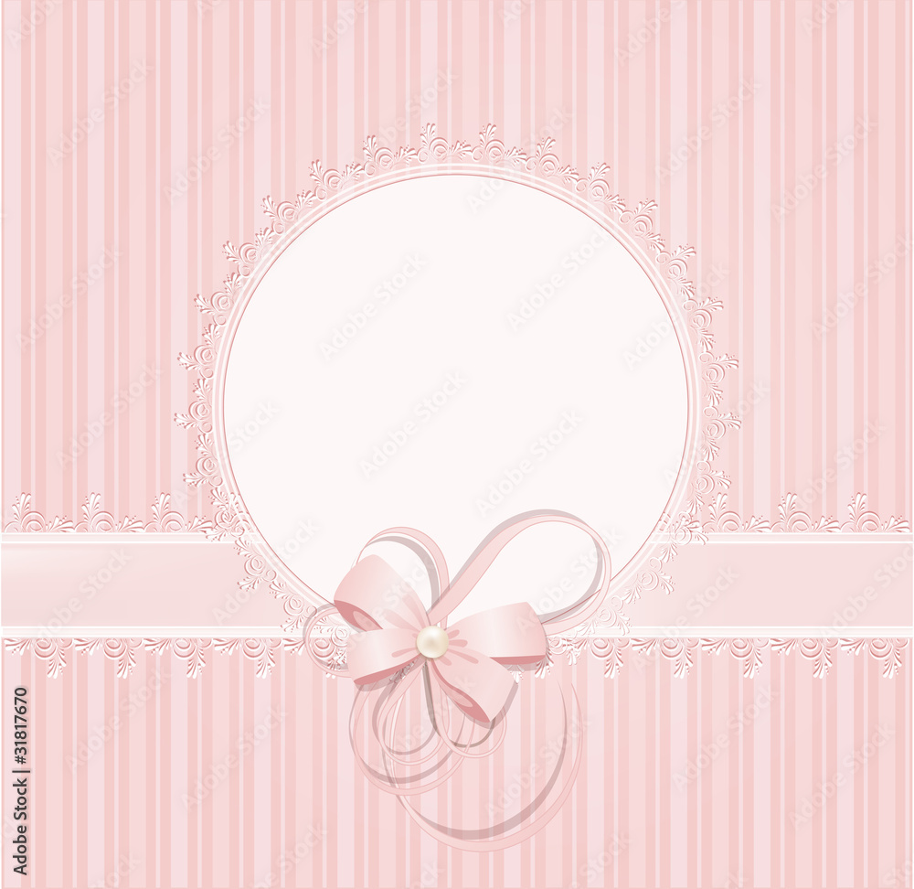 congratulation pink  background with lace, ribbons, bows