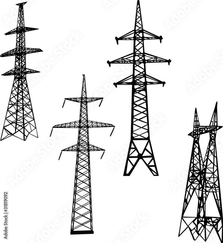 four electric towers illustration