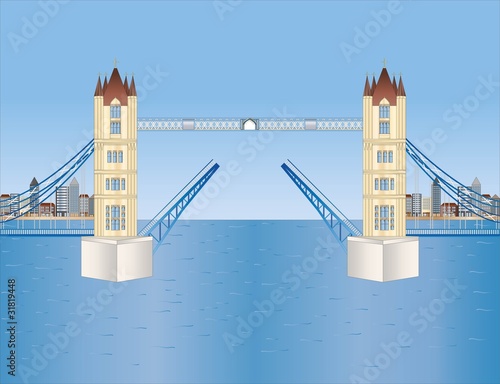 open tower bridge in London ( background on separate layer )