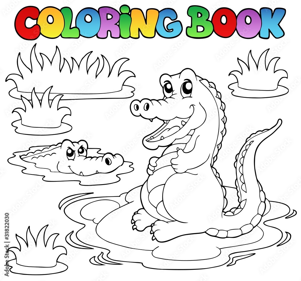Fototapeta premium Coloring book with two crocodiles