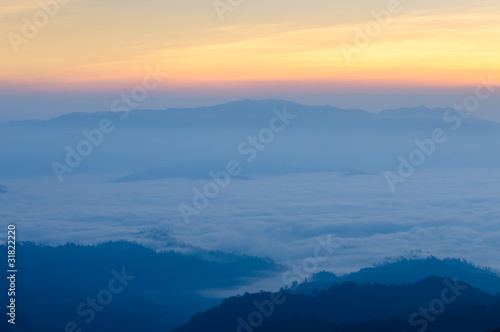 Misty Mountain at morning  Huay nam dang National park  Chiangma