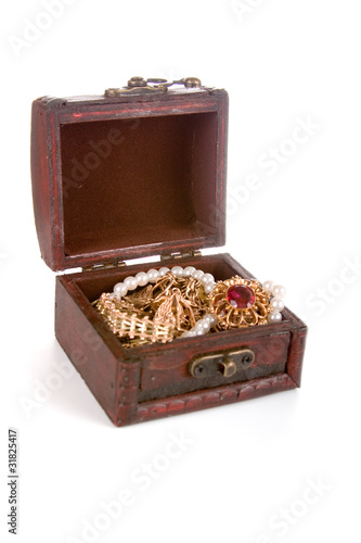 Brown chest with treasures