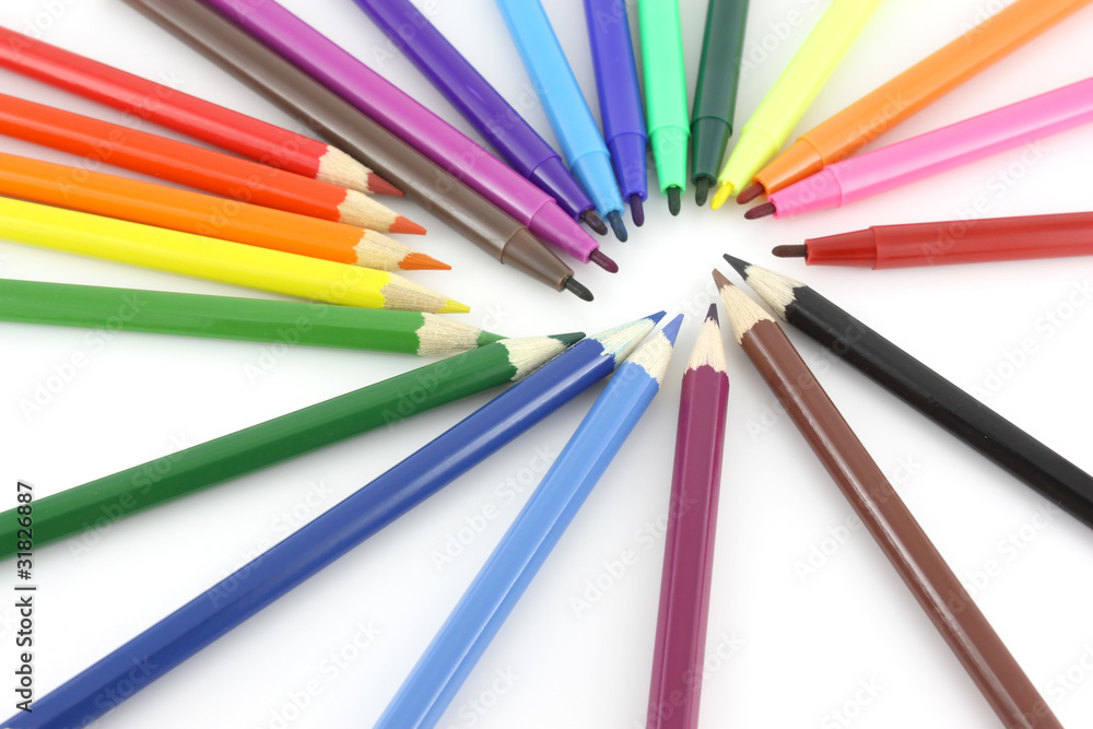 Color pencils and felt-tip pens