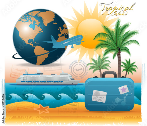 Travel beach vacation background elements