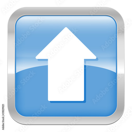 pictogramme flèche haut série carré bleu